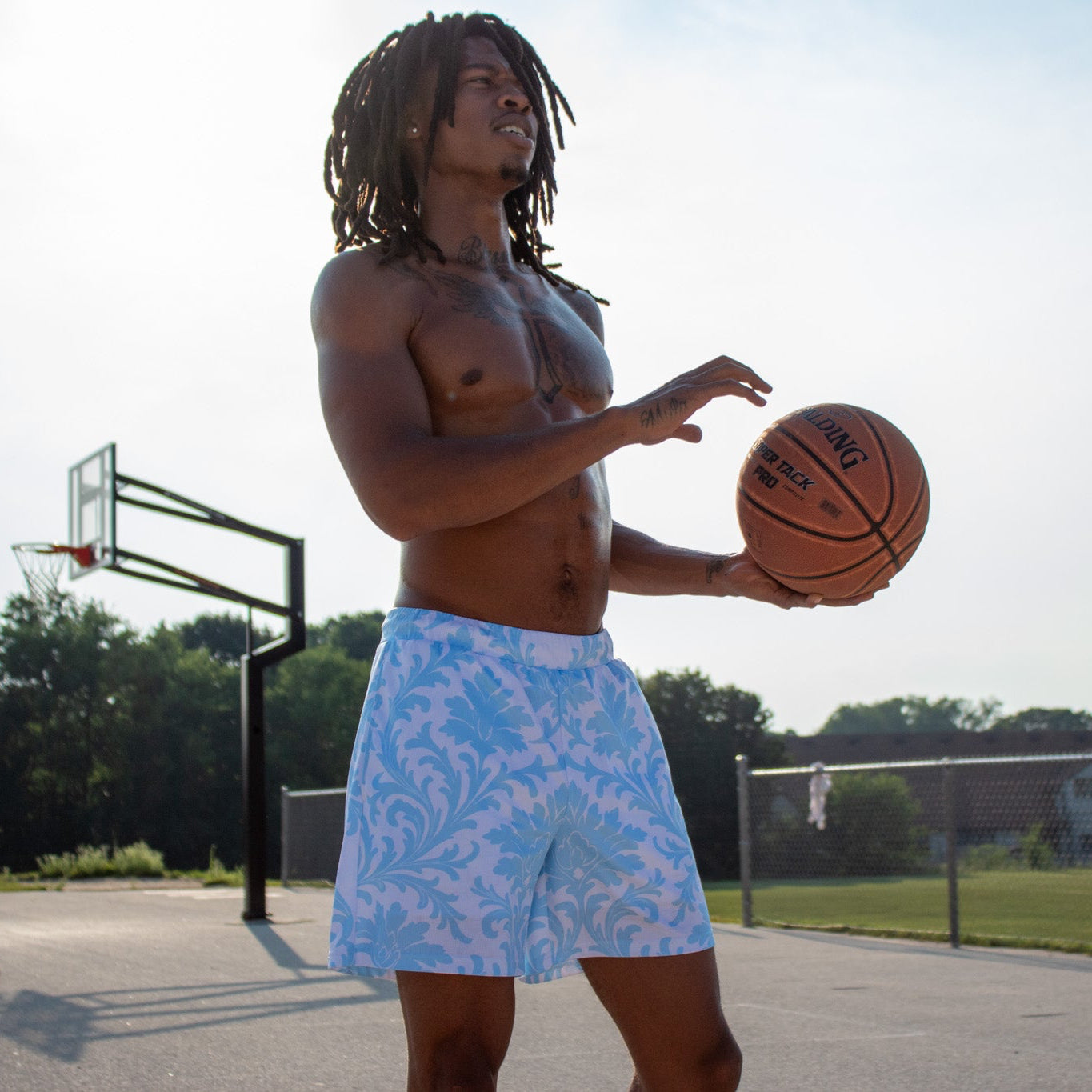 Blue "ROYALTY" Mesh Shorts