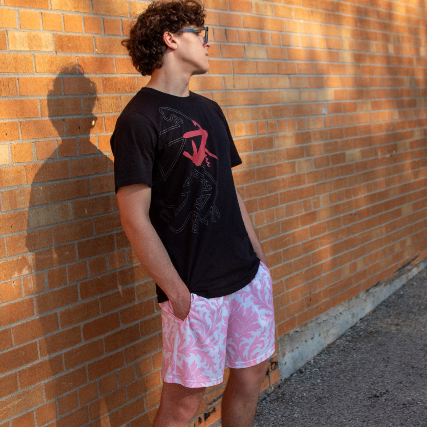 Pink "ROYALTY" Mesh Shorts