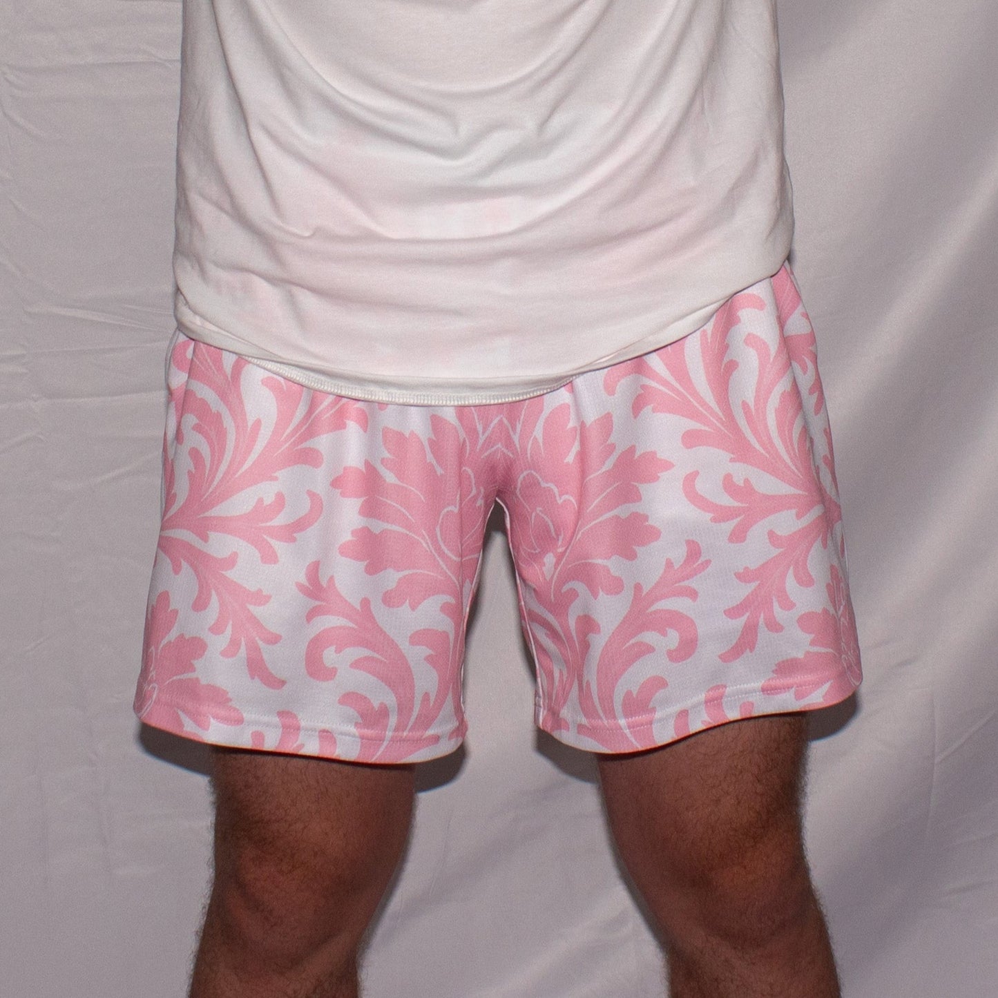 Pink "ROYALTY" Mesh Shorts