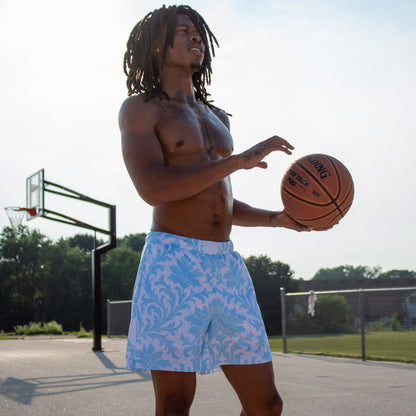 Blue "ROYALTY" Mesh Shorts